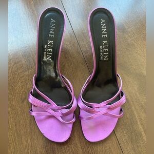 Anne Klein Fuschia Purple-Pink Kitten Heels Size 10 M Strappy 90s Y2K Shors